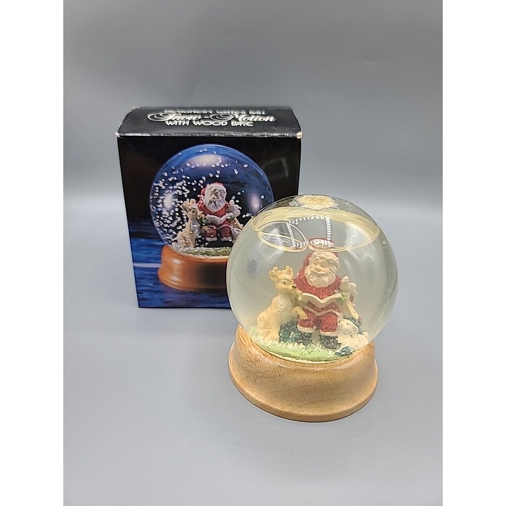 Gift Gallery Santa Claus Christmas Snow Globe Wood Base READ